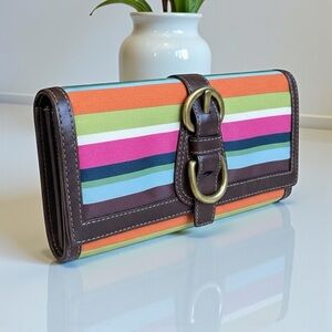 Coach Legacy Garcia Striped Brass Buckle Wallet